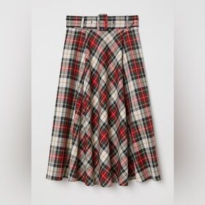 H&M Red/Plaid Circle Skirt